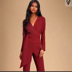 NWOT LULUS Burgundy Jumpsuit XS